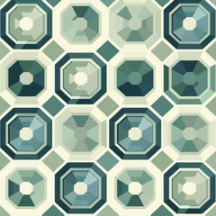 Octagonal pattern, muted blues and greens, flat design illustration