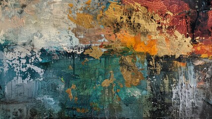 Obraz premium Abstract Expressionist Painting with Bold and Vibrant Colors Blending into a Dynamic Composition