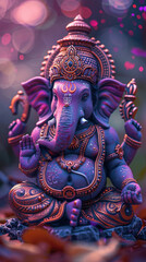 Fototapeta premium Purple color statue of lord ganesha.