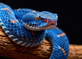 Fototapeta premium Close Up of a Blue Viper Snake