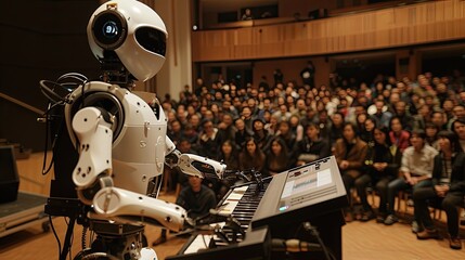 Obraz premium Vintage metal concert technology with people watching TV