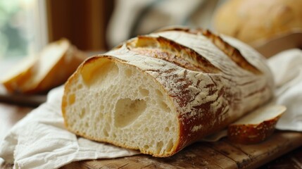 Freshly Baked Artisan Bread on Rustic Table