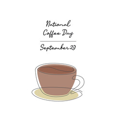 line art of National Coffee Day good for National Coffee Day celebrate. line art.