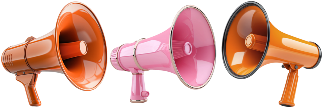Set of Megaphones Isolated on Transparent Background png