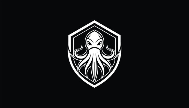 recommend clip art: Colossal squid logo design and shiled design , line art design