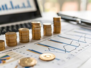 Financial graph depicting strategic growth and profit increase, with a focus on clean and modern design elements