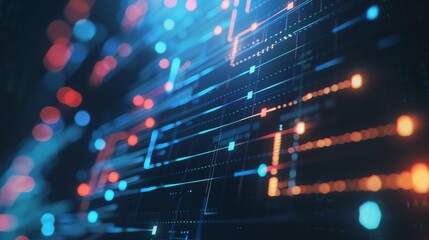 Obraz premium Futuristic digital circuit board with glowing patterns representing advanced technology and data networks.