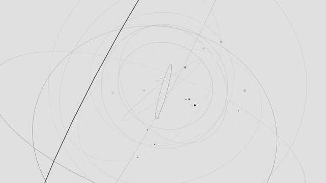 Minimalist Orbital Show delicate, overlapping orbital paths, with dots representing celestial bodies against light, neutral background. Perfect for scientific and educational concept visualizations