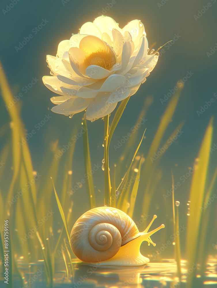 Poster snail on a flower