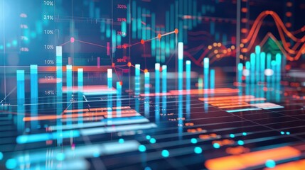 Obraz premium Graph showcasing economic data and trends projections, with modern and datadriven design elements
