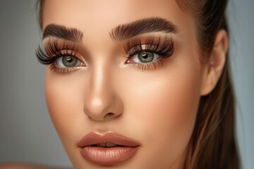 Naklejka premium Close up of eye with eyelash extensions ,beauty salon treatment