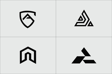 letter A iconic geometric logo set