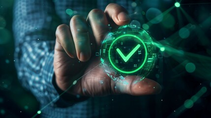 Hand Holding a Green Checkmark Icon
