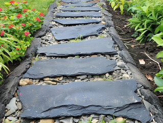 Pathway Lined with Slate Stones: Chaos and Order in Natural Design
