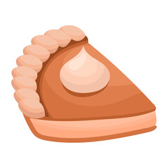 A piece of cake or pumpkin pie on a white background. Autumn dish illustration