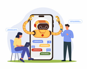 AI chatbot assisting customers via smartphone 24 for 7 digital customer support