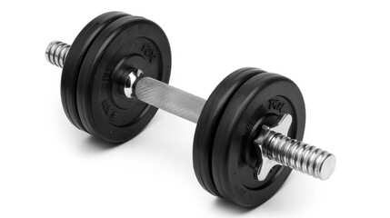 Fototapeta premium Black dumbbell isolated on white background with clipping path