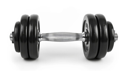 Naklejka premium Black dumbbell isolated on white background with clipping path