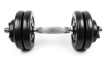 Naklejka premium Black dumbbell isolated on white background with clipping path