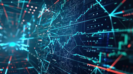 high-definition image of a sophisticated algorithm used in capital markets, displayed as an intricate network of lines and nodes on a digital screen