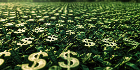 Cash Crop: A verdant field of dollar signs, ripening for the harvest.