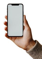 PNG  Hand holding blank smartphone screen