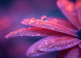 Pink Flower Petals with Dew Drops