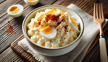 Creamy Potato Salad: Traditional Recipe with Hard-Boiled Egg and Paprika