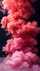 Pink and red smoke swirling in a dark background