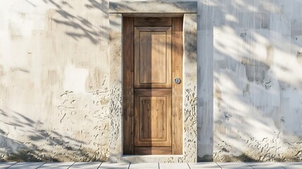 Simple wooden back door with natural finish and basic handle