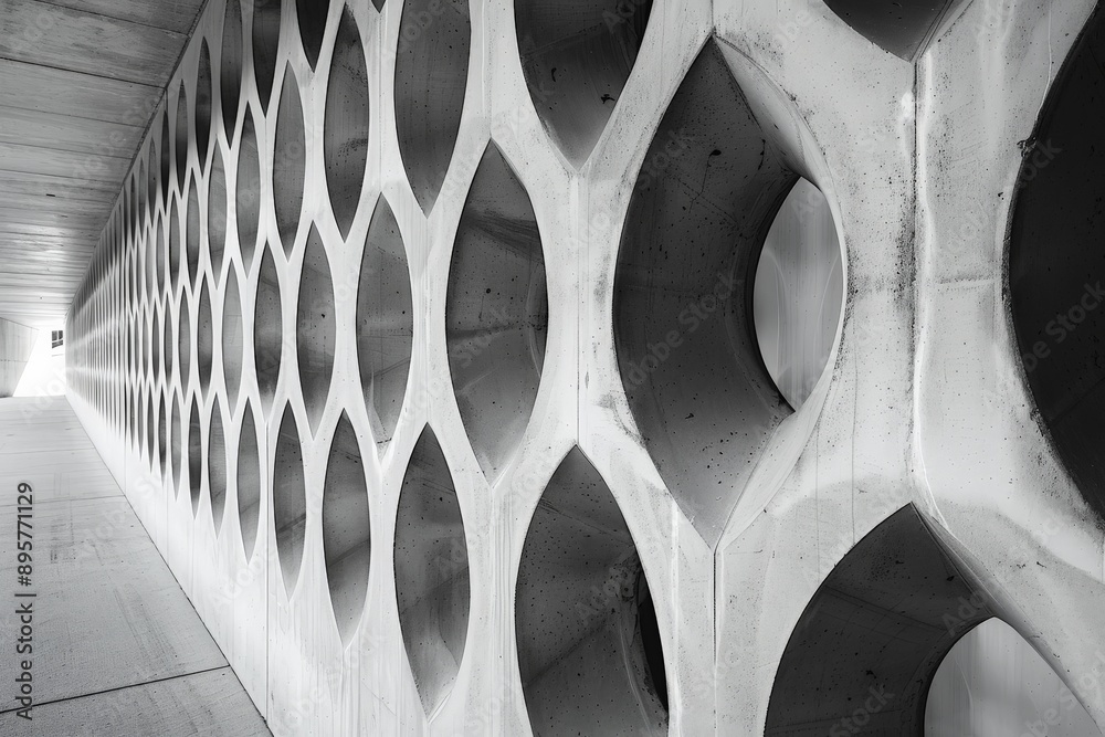 Aufkleber A photograph showcasing modern architectural design featuring a honeycomb-like structure, adding a unique geometric pattern that creates depth and visual intrigue.