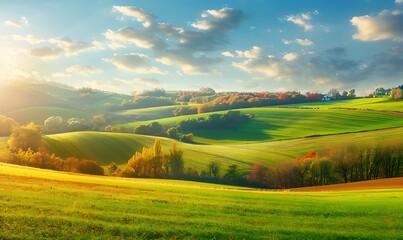 Obraz premium Rolling Hills Landscape at Golden Hour
