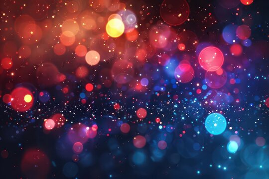 Vibrant bokeh with colorful lights creating a dreamy, festive atmosphere. Perfect for backgrounds and creative designs.