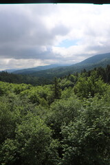 Obraz premium view of the mountains from the observation tower in Szczerbanówka in the Bieszczady Mountains in Poland