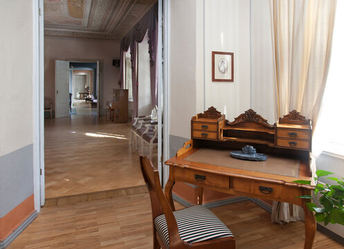 Sagadi Manor and country park, in the Lahemaa National Park, a historic country house, the interior furnished with traditional antique furniture.