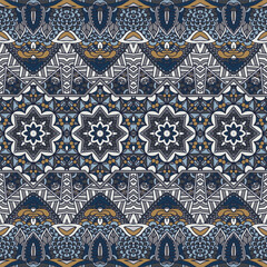 Vector seamless pattern Ethnic natural muted color print ornamental design. Bohemian style background vintage