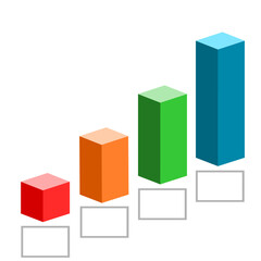 Isometric diagram chart bars vector illustration, Infographic columns of business analytics for presentation for financial presentation, Multicolored square shape bar graph on white background