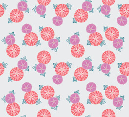 Japanese Morning Glory Flower Circle Vector Seamless Pattern
