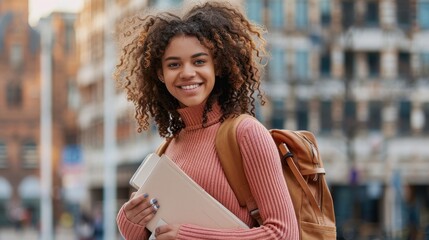 The smiling student outdoors