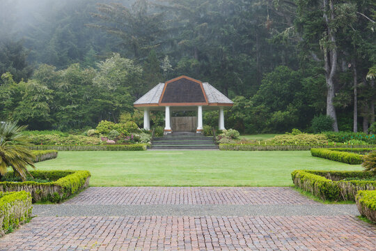 Pergola at Shore Acres State Park botanical gardens in Oregon.