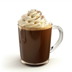 A cup of coffee with whipped cream and chocolate.