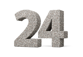 Number Twenty Four 24 Digit Made Of Rock Fragments Or Gravels On White Background 3d Illustration