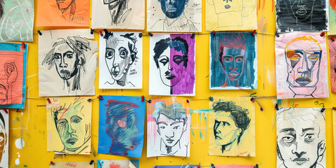 The Tangible Tide: An array of hand-drawn posters, hung on a vibrant yellow wall