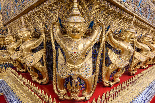 Golden decoration on the base of the main building of Wat Phra Kaew.