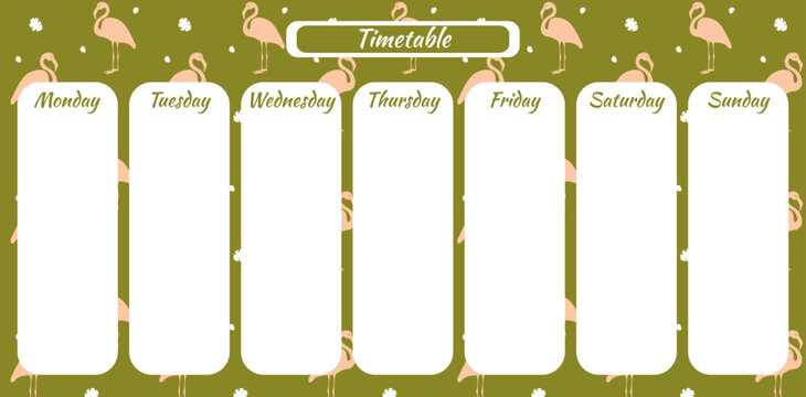 Timetable, school timetable, weekly planner, printed schedule design template, back to school planner, daily routine, tracking for notes, plans, goals, to do list