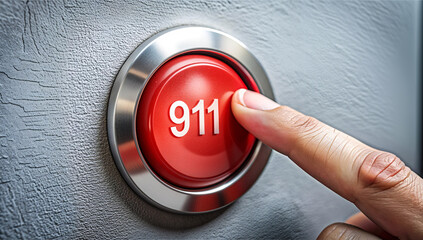 red button with a text of 911