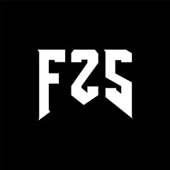 Obraz premium FZS letter logo design for technology company. FZS logo design black and white color combination. FZS logo, FZS vector, FZS design, FZS icon, FZS alphabet. FZS typography logo design.