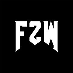 FZW letter logo design for technology company. FZW logo design black and white color combination. FZW logo, FZW vector, FZW design, FZW icon, FZW alphabet. FZW typography logo design.