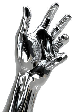 PNG  Futuristic chrome robotic hand sculpture