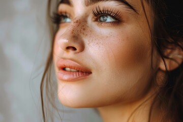 Fototapeta premium Stunning portrait of a beautiful woman with dramatic mega volume lash extensions...